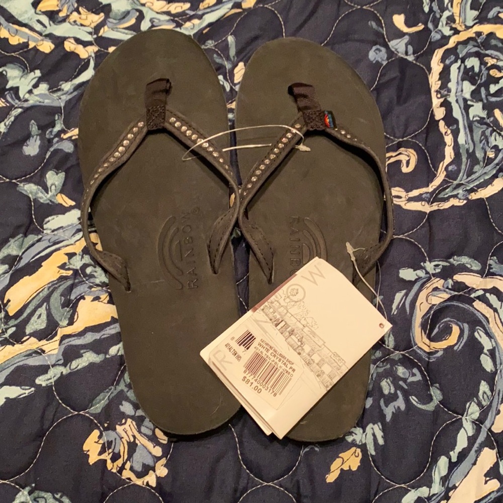 Rainbow Flip flops with Crystals